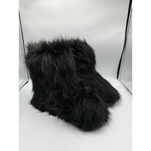 IXU Womens Faux Fur Snow Boots Mid Calf Suede Black Size 12
